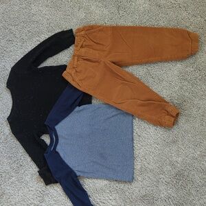 Toddler boys bundle: long sleeve tees + pants